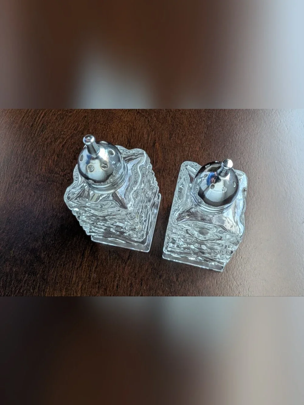 Vintage Superior Crystal Cut Mid Century Clear Glass Salt and Pepper Set 4 Inch